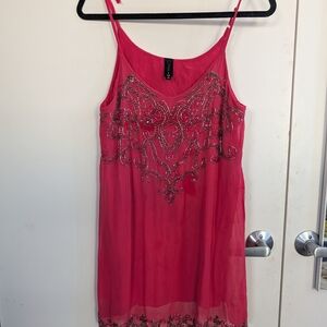 RAGA Fuchsia Mini Dress with Metallic Embellishments